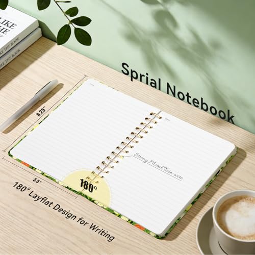 Lined Spiral Journal Notebook, A5 College Ruled Spiral Notebook for Women, Hardcover with Elegant Design for Work and Note-Taking, 5.5 * 8.25 inch, 160 Pages, Flower Cat - color: Flower Cat