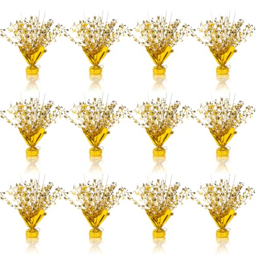 ZOOFOX 12 Pack Gold Centerpieces for Table, Metallic Foil Spray Star Table Decorations for Party, Freestanding Glitter Burst Centerpiece for Graduation Birthday Prom Wedding Anniversary Decor