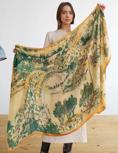 Xyueanlo Scarfs for Women Lightweight Scarves Fashion Print Floral Pattern Head Scarf Wraps Shawls - color: Yellow