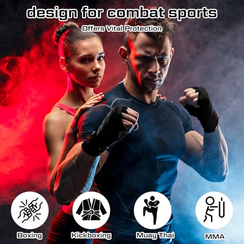 Lenwen 10 Pairs 120 Inch Boxing Hand Wraps for Gloves Elastic Mexican Style Boxing Inner Gloves Muay Thai MMA Wrist Wraps for Men Women Youth Kickboxing Boxer Beginner Training - color: Black