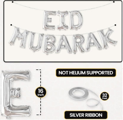 Eid Mubarak Balloons Banner - Huge, Pack of 44, Eid Decorations for Home. Eid Balloons for Eid Mubarak Decorations , Eid Mubarak Latex Balloons ,Eid Mubarak Banner, Eid Al Fitr Decorations
