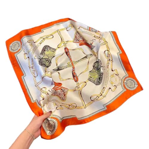 Square Silk Scarf Women Shawl Headbands Small Soft Neckkerchief Cat Print Bandana Satin Hijab Scarves - color: 22