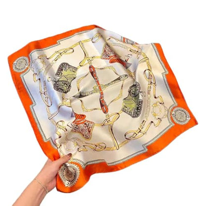 Square Silk Scarf Women Shawl Headbands Small Soft Neckkerchief Cat Print Bandana Satin Hijab Scarves - color: 22