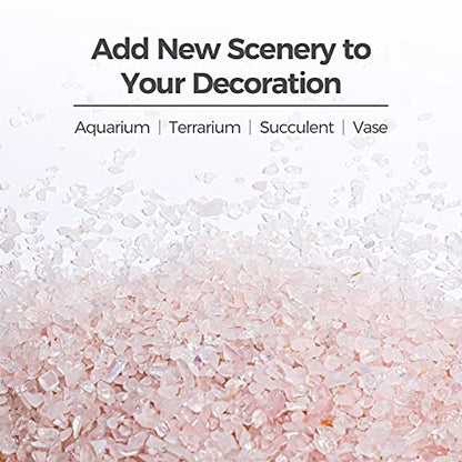 T4U Tumbled Chips Stones Crushed Crystal Quartz 1 LB, Irregular Shaped Gravel Pebble Healing Stone, DIY Smoothed Rocks for Potted Plant,Resin Art,Vase Fillers Aquarium Gravel Rocks (Light Rose) - color: #2 - Rose, size: 1 LB