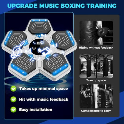 LOLBOX 2026 Music Boxing Machine for Adults and Kids, Smart Bluetooth Boxing Training Equipment with Gloves Wall Mounted, Workout Punching Machine for Home,Office and Gym - color: Off White