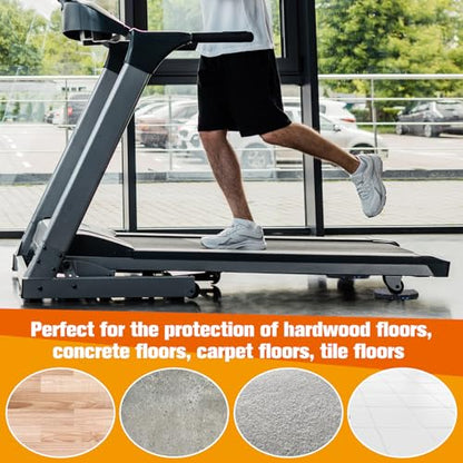 4Pcs Treadmill Mats, Coolrunner High Density Equipment Pads Noise Reduction | For Floor Protection, Washing Machine Pads, Anti Vibration Rubber mats for Stationery Bike, Rowing Machine, Home Gym Station