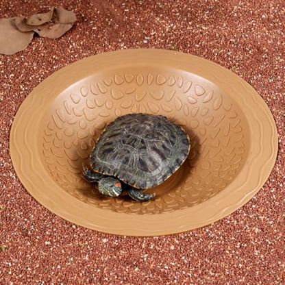 Turtle Bathing Pool Small for Reptiles & Amphibians - Resin Water Dish & Feeding Bowl with Gentle Slope - Safe for Turtles, Lizards, Frogs, Snakes (Yellow) - color: Yellow