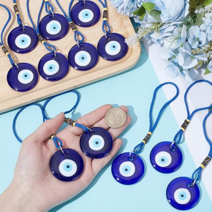WEBEEDY 12 Pcs Evil Eye Car Charm Blue Turkish Evil Eye Car Hanging Ornament, Blue Bead Lucky Charm for Cars Rearview Mirror Window Door Protection Home Wall Decor, Gift for Father's Day Wedding