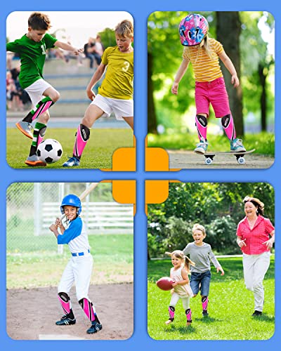 BROTOU Shin Guards Soccer Youth, Soccer Shin Guards for Kids 3-15, Light Weight Adjustable Straps Shin Pads Protection Equipment with Ankle and Leg Calf Protection - color: PINK, size: Medium