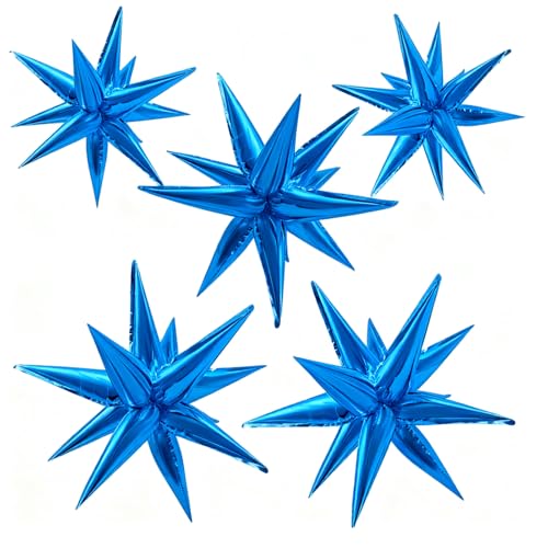 Blue Balloons Foil Star Ballons Explosion Mylar Baloons Large Spike Balloon Photo Backdrops Party Decoration for Birthday Gender Reveal Graduation Wedding Anniversary Bachelorette Halloween Christmas - color: Blue