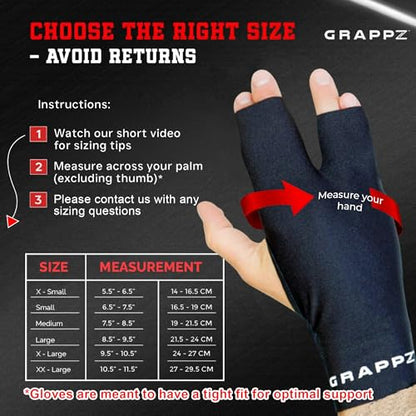 Grappz Finger Support Athletic Compression Gloves – Athletic Buddy Tape & Trigger Finger Splint Alternative – Finger Sleeve & Brace, Arthritis Pain Relief & Joint Stabilizer for All Sports, Unisex S - size: Small, style: Original Glove