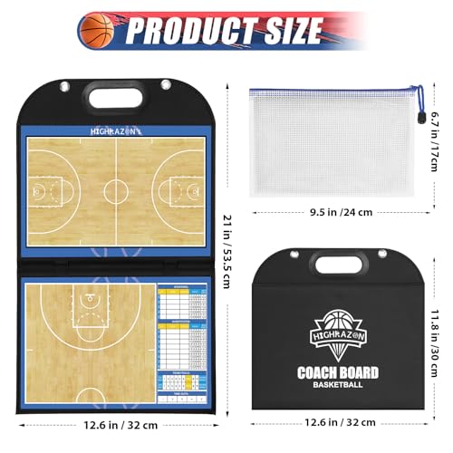 Magnetic Coaching Board – Foldable Dugout Display with Carry Handle, Leather-Covered Double-Sided Strategy & Lineup Planner for Baseball, Softball and Soccer - style: Basketball