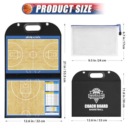 Magnetic Coaching Board – Foldable Dugout Display with Carry Handle, Leather-Covered Double-Sided Strategy & Lineup Planner for Baseball, Softball and Soccer - style: Basketball