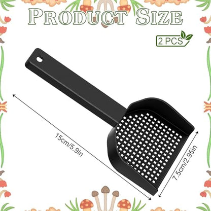 2Pcs Poop Scooper Cat Litter Scooper Small Holes 2mm for Rabbit Small Pets | 2.95 in × 5.9 in, Plastic Handle Fine Mesh Sifting Shovel for Guinea Pigs, Rabbits, Easy Waste Cleaning