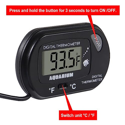 6 PackLCD Digital Aquarium Thermometer Fish Tank Water Terrarium Temperature with Suction Cup for Fish Tank Water Terrarium
