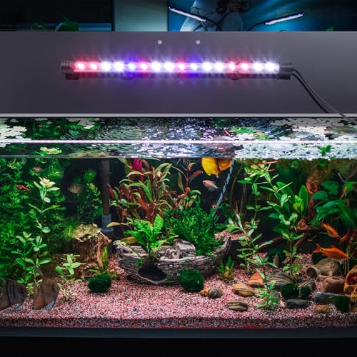 Sieral Aquarium Lids Polycarbonate Canopy with LED Light 19.37 x 9.37 x 0.12 Inch for 10/20 Gallon Without Center Brace Aquariums Cover Fish Tank Lid with a Hook Knife, Black - color: Black, size: 20x10in