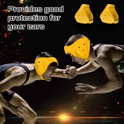 Jerify 2 Pcs Wrestling Headgear for Kids Youth Soft Grappling Headgear Wrestling Adjustable Ear Guard Protective(Yellow) - color: Yellow
