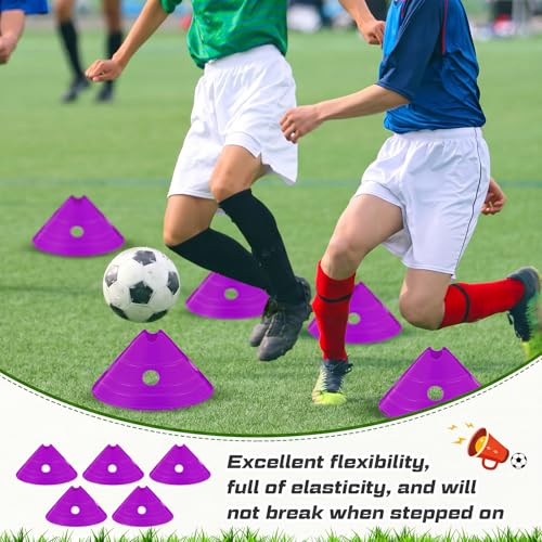 Jumbo Disc Cones Jumbo Soccer Cones with Mesh Bag Giant Large Agility for Soccer Training Adult Sports - color: Purple