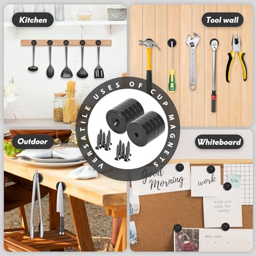 Neosmuk Black Magnets with Screws,130lbs+ Heavy Duty Rare Earth 4 Pack - color: Black, size: 130 lb