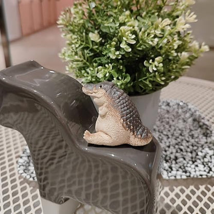 1 PCS Small Crocodile Aquarium Decor - Realistic Resin Fish Tank Ornament,Crocodile Ornament Artificial Resin Accessories (Brown, 3.5 Inch)