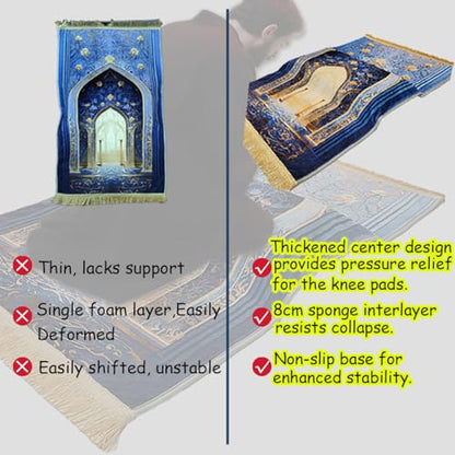 Muslim Knee Thickened Prayer mat, Blue-Gray,2'3" x 3'6" - color: Blue-gray