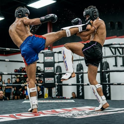 YOKKAO Microfiber Shin Guards - A-Grade Thai Microfiber | Multi-Layer Foam | Single-Shell Wrap | Produced at YOKKAO Factory, Thailand | S-L - color: White Flame, size: Large