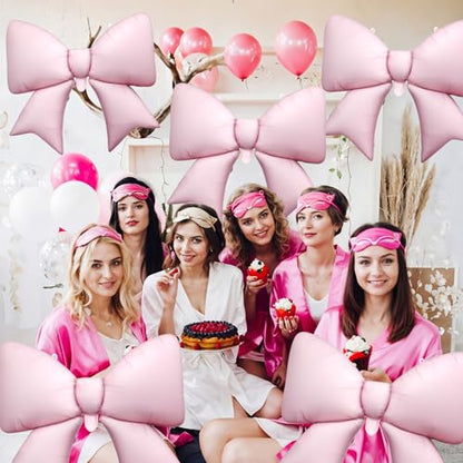 Pink Bow Balloons, 6 Pcs Giant Foil for Girls Birthday Party Decorations - style: Pink Bow