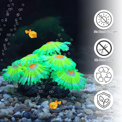 Fluorescent Aquarium Coral, Vibrant Glowing Effect, Fish Tank Decorations, Artificial Aquarium Accessories, Green