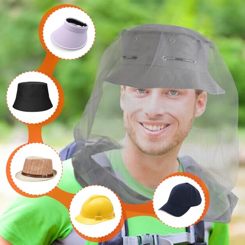 South to East Premium Mosquito Head Net for Insect 2 Pack, Ultra Large & Long, Extra Fine Holes, Fly & Bug Protection Gear for Camping, Hiking, Fishing, Gardening, Safari, Fit All Hats, Grey - color: Gray