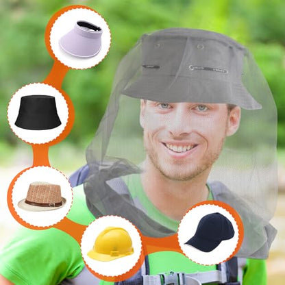 South to East Premium Mosquito Head Net for Insect 2 Pack, Ultra Large & Long, Extra Fine Holes, Fly & Bug Protection Gear for Camping, Hiking, Fishing, Gardening, Safari, Fit All Hats, Grey - color: Gray