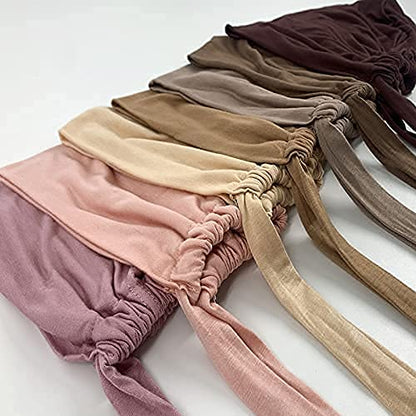 Women Under Scarf Hat Hijab Undercap Islamic Muslim Under Scarf Hijab Cap with Tie-Back Closure - color: Black(1pcs)