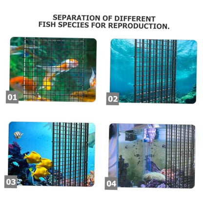 POPETPOP Aquarium Fish Tank Divider Grid Board with Suction Cups, Black 30x15cm, 8pcs Set for Aquarium Isolation and Fish Fry Separation in Home Or Breeding Tanks