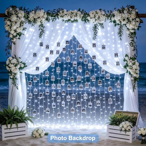 JMEXSUSS 900LED Curtain Lights, White Christmas Lights, 9.5x29.5ft - color: White, size: 900 LED