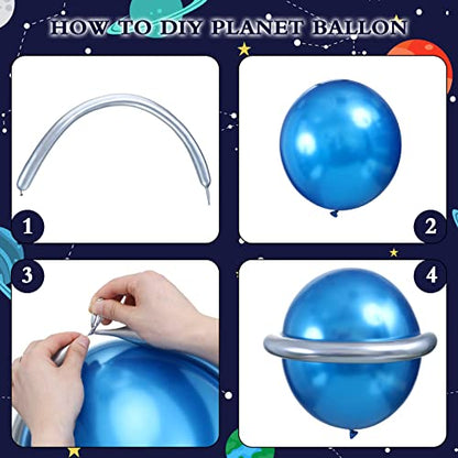 137 Pcs Space Balloon Garland Arch Kit Galaxy Party Decorations Blue Purple Silver Star and Moon Balloons for Outer Space Themed Birthday Party Decoration Supplies