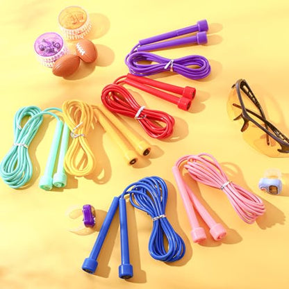 Silipull 72/144 Pcs PVC Jump Ropes Bulk Fitness 9.2 ft Adjustable Skipping Rope Versatile Speed Rope with Plastic Handles for Women Men Endurance Training Cardio Exercise Workout Outdoor - color: Bright