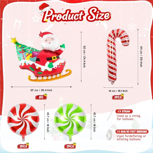 Christmas Balloons, 6 Pcs Santa Foil for Holiday Xmas Birthday Party - style: Santa Claus