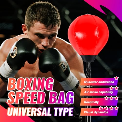 2 Boxing Speed Ball Universal 8mm Screw Replaceable Spare Sandbag with Ball Pump for Dynamic and Enduring Training Sessions（Red）