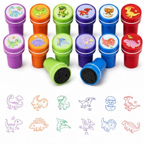 Cinrobiye 24 Pcs Dinosaur Stampers Party Favor Set, Cute Dino Stamps for Kids Birthday Party, Classroom Rewards, Carnival Prizes, Goody Bag Fillers, Dinosaur Themed Party Supplies - color: Dinosaur