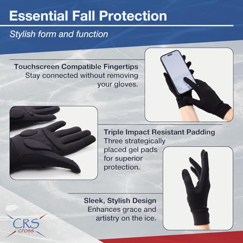 CRS Cross Padded Ice Skating Gloves. Warm Padded Protection for Figure Skating Testing, Practice, Dance Competitions, Roller Skaters and Cheerleading. - color: Black, size: Youth Small-Toddler