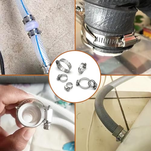 Hose Clamp Assortment, 45 Pack Stainless Steel Hose Clamps Kit Worm Gear Fuel Line Pipe Clamps (1/4 in to 1-1/8 in) - size: 6-29mm (1/4-1-1/8 inch)