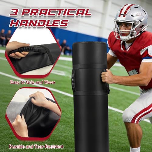 Tackling Dummies for Football Heavy Duty PU Leather Tackle Dummy with High Density Foam and Handles 12 * 48 Inch Tackle Equipment for Youth Football, Contact Drills, Martial Arts