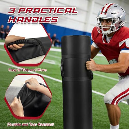 Tackling Dummies for Football Heavy Duty PU Leather Tackle Dummy with High Density Foam and Handles 12 * 48 Inch Tackle Equipment for Youth Football, Contact Drills, Martial Arts
