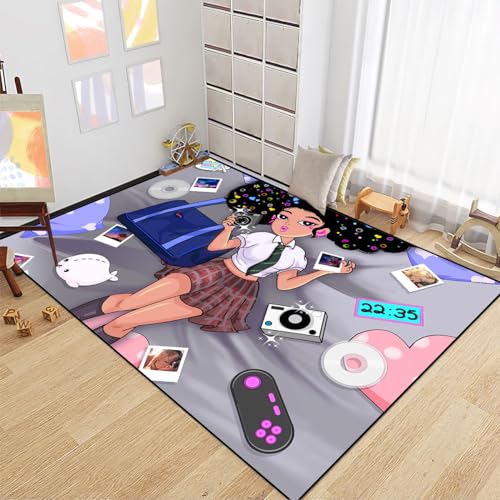 African Black Girl Rugs for Bedroom Living Room Pretty Black Girl Area Rug for Room Large Art Girls Fashion Sofa Floor Mats, 4'5''×6' - color: G33, size: 4.5' x 6' (Rectangular)