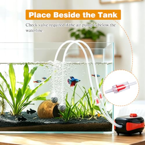 4W/5W/8W Aquarium Corded Electric Air Pump, 96GPH/160GPH/256GPH Dual Outlet & 4-Outlet Oxygen Pump, Ultra Quiet Aquarium Bubbler for Fish and Turtle Tanks up to 300 Gallons - style: 2 Outlets-4W