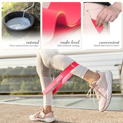 VEICK Resistance Loop Bands Set of 5, Exercise Bands with 5 Resistance Levels, Stackable Workout Bands for Strength Training, Pilates, Fitness Gear for Men Women Home Gym Office Travel - color: Purple