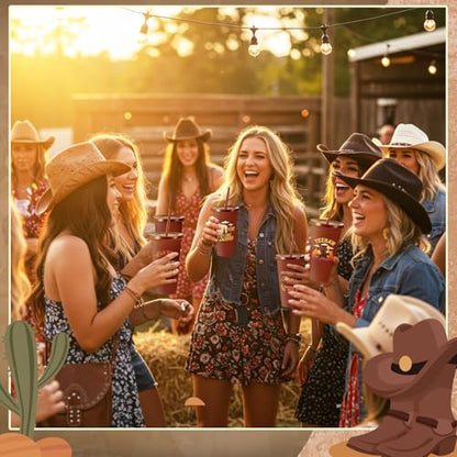Chuangdi 12 Pcs Western Cowboy Plastic Tumbler, 24 oz Reusable Western Theme Party Plastic Tumbler with Lids and Straw for Rodeo Theme Party Christmas Gifts Birthday Supplies Decorations - style: Cowboy