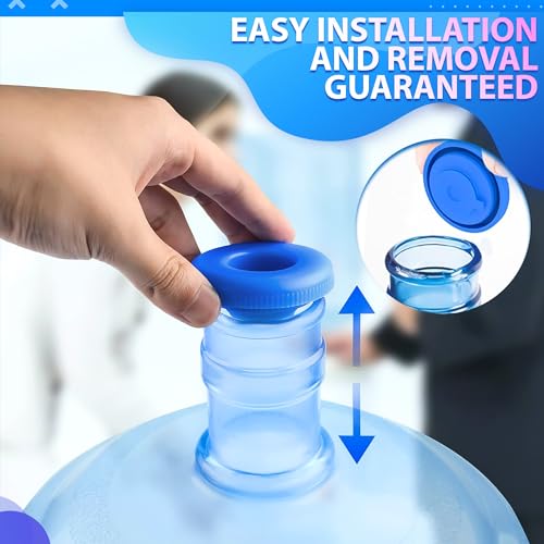 5 Gallon Water Jug Cap 4 Pack, Reusable Leak Resistant Bottle Caps | Wear Resistant Lids Reseal Jugs on Dispensers and Coolers - 2.4 x 0.94 In, Fit Standard Gallon Bottles for Kitchens, Offices