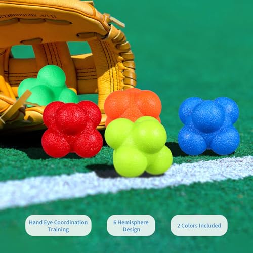 SEWACC 6 Pack Reaction Ball Set for Agility Training Hand Eye Coordination Reflex Workout Bounce Ball for Baseball Tennis Basketball Exercise