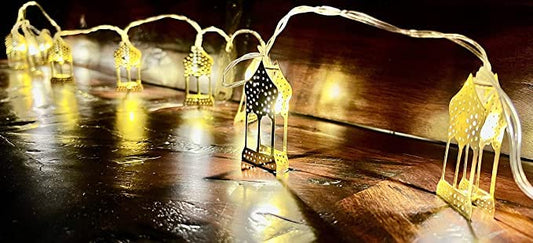 String Lights, Indoor Lights for Ramadan and Ramadan Festive Decoration, LED Lights with Battery Pack Moon Star Lantern (2D Fanous_LED) - color: 2D Fanous_LED