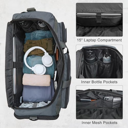 G4Free 3-in-1 Duffle Bag Travel Gym Sports, Large Tactical Duffel Backpack | 50L/65L with Shoes Compartment and Wet Pocket, Military Workout Bag for Men and Women, Dark Grey - color: Dark Grey